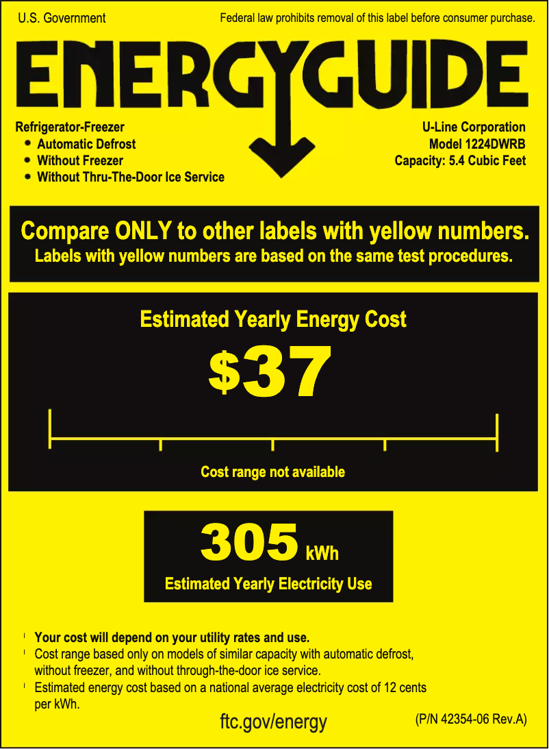 Page 1 de la notice Label énergétique U-Line U-1224DWR
