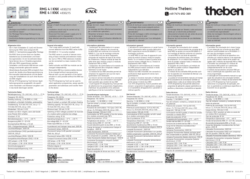 Página 1 del manual Manual de usuario Theben RME 4 I KNX