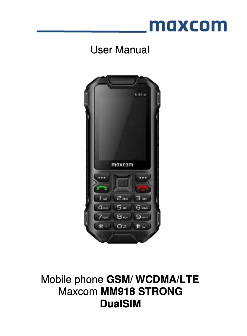 Page n°1 - Manuel utilisateur MaxCom Strong MM918 4G