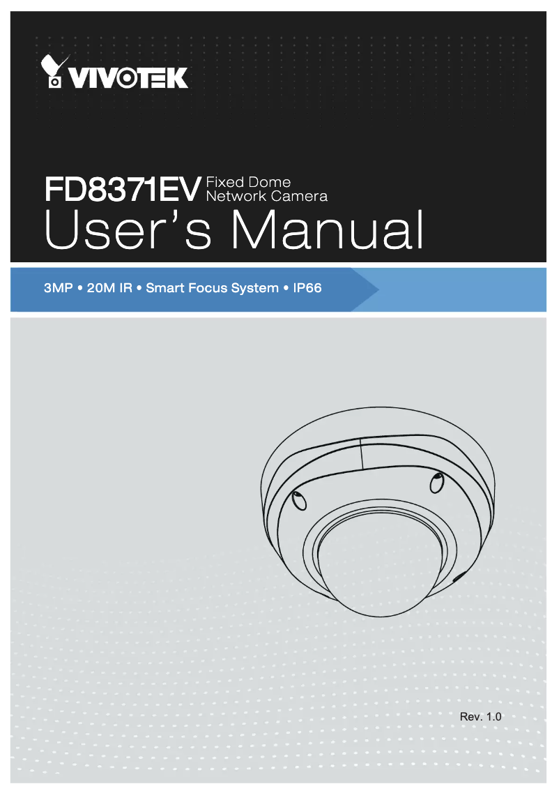 Page 1 de la notice Manuel utilisateur Vivotek FD8371V