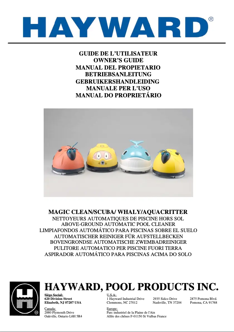 Page 1 de la notice Manuel utilisateur Hayward Magic Clean