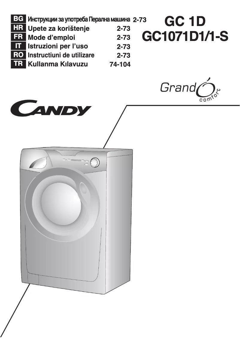Page 1 de la notice Manuel utilisateur Candy GC 1071D1/1-S