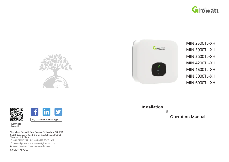 Image de la première page du manuel de l'appareil MIN 2500TL-XH