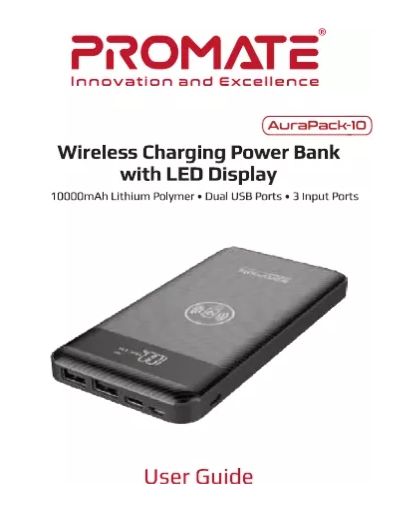 Page 1 de la notice Manuel utilisateur Promate AuraPack-10