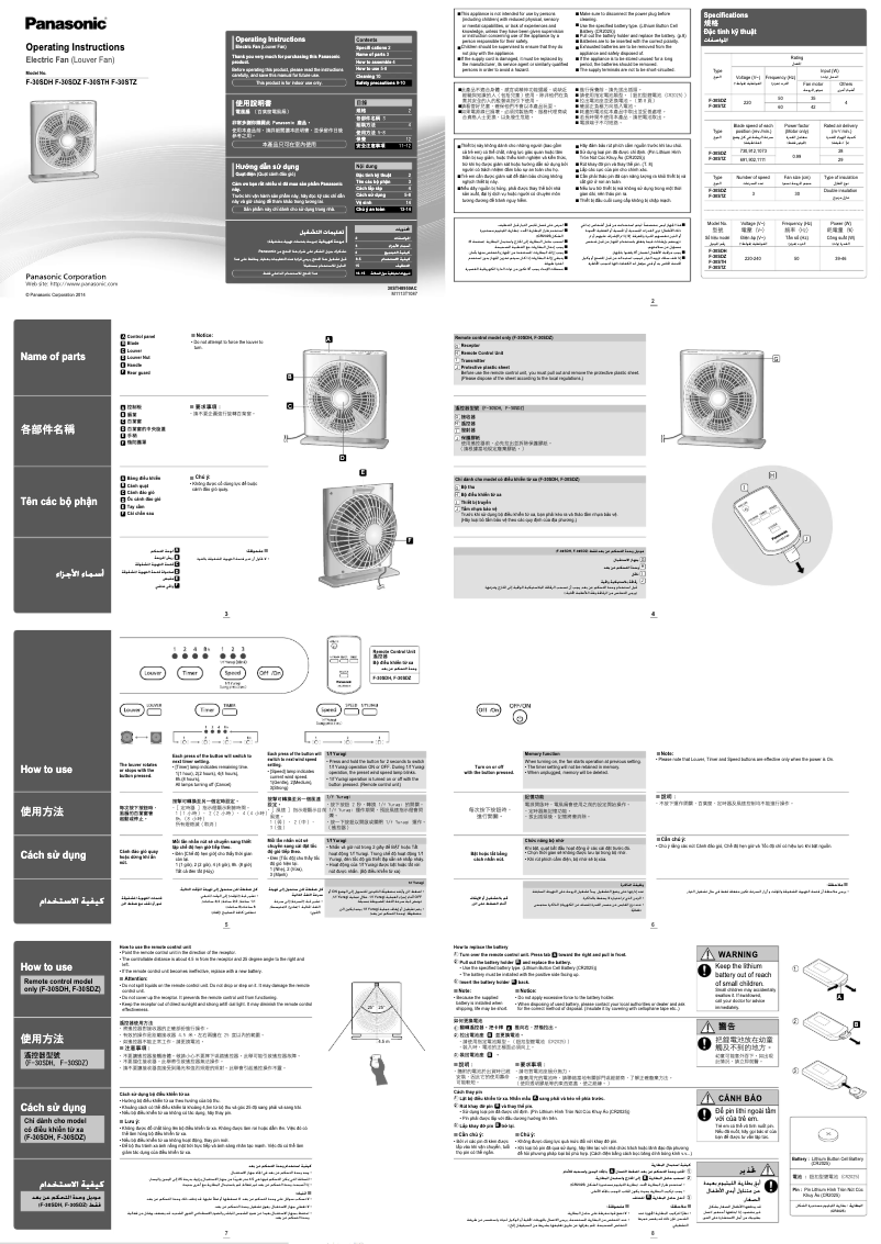Page 1 de la notice Manuel utilisateur Panasonic F-30STZ