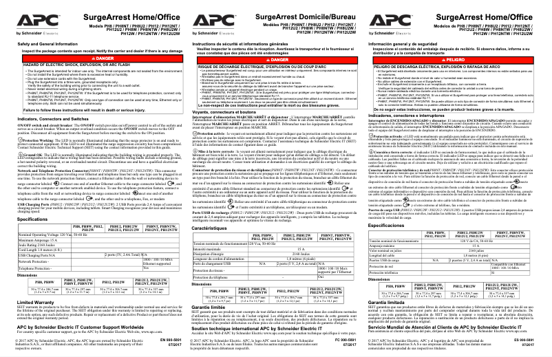 Page 1 de la notice Manuel utilisateur APC SurgeArrest Home/Office PH12