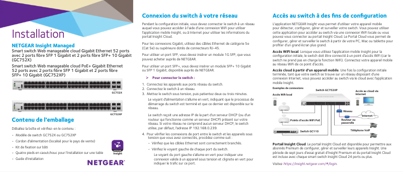 Page n°1 - Guide d'installation Netgear GC752XP