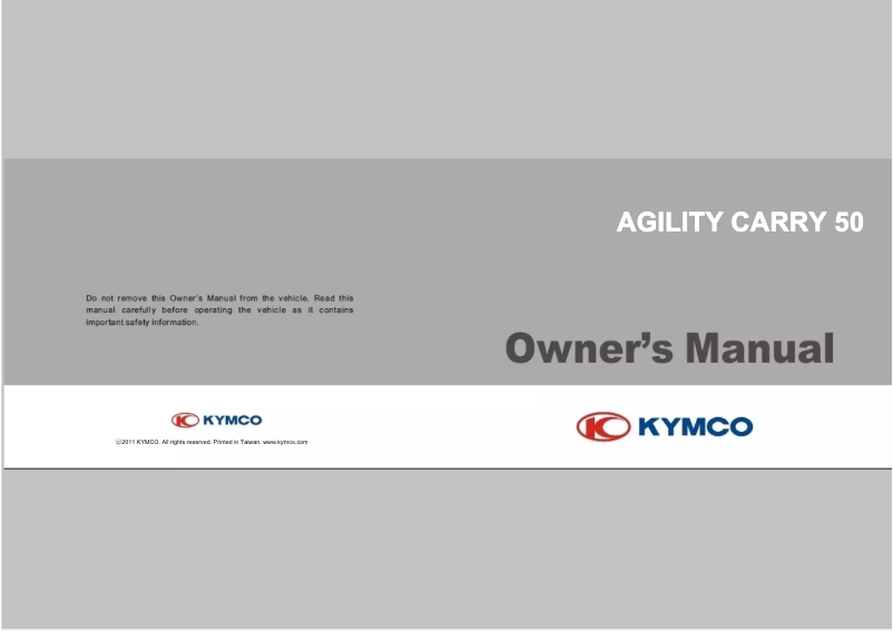 Page 1 de la notice Manuel utilisateur Kymco Agility Carry
