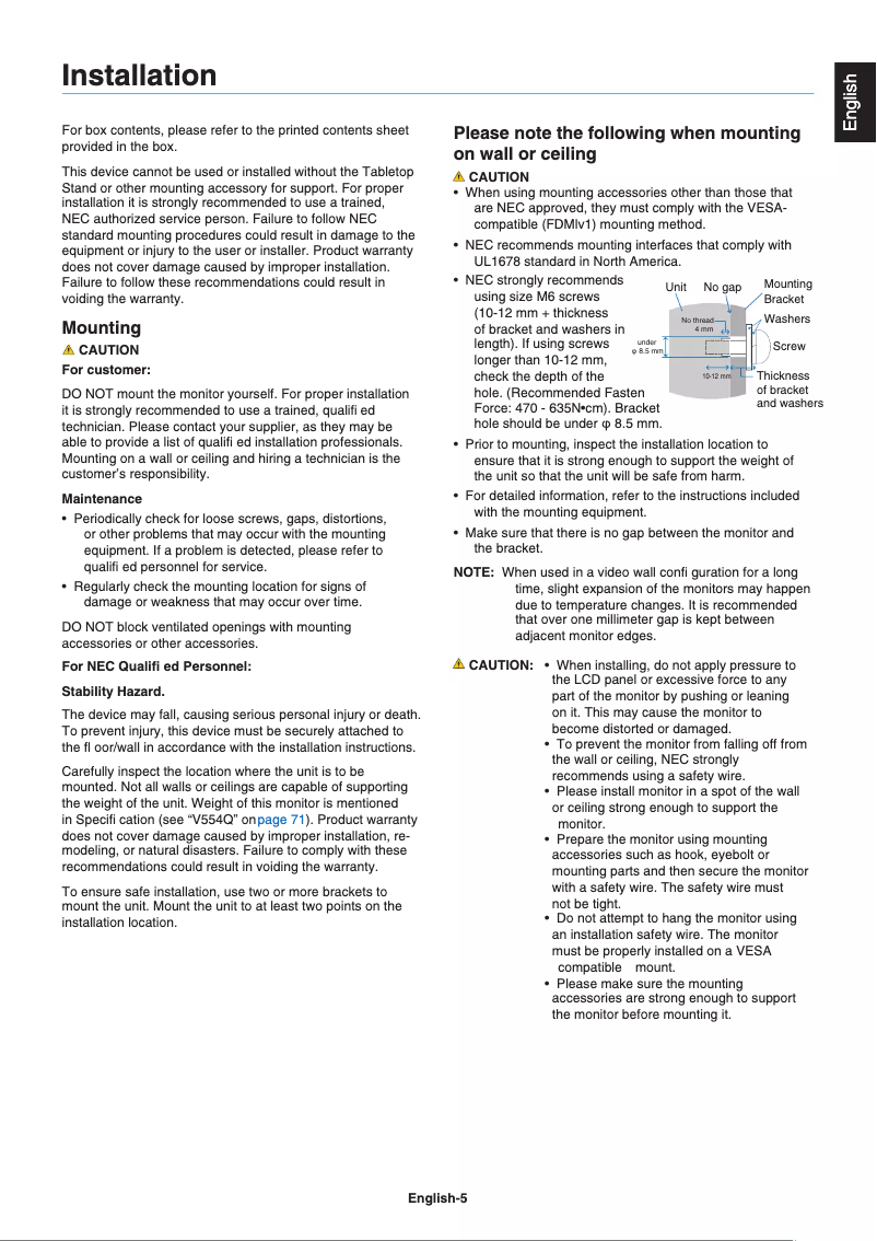 Image de la première page du manuel de l'appareil MultiSync V554