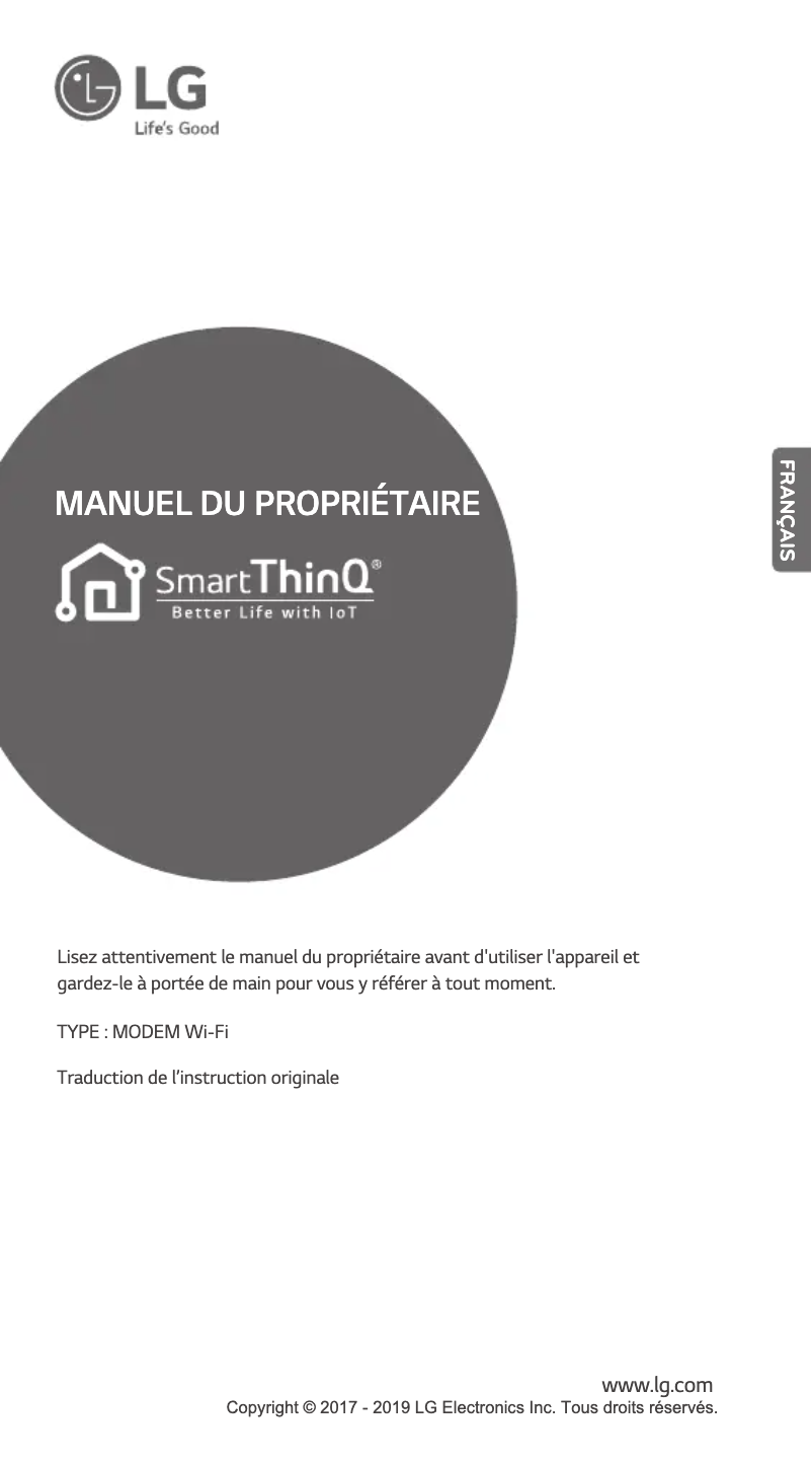 Page 1 de la notice Manuel utilisateur LG ARNU09GSJN4