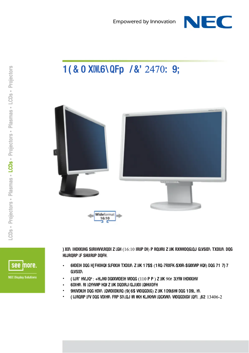 Image de la première page du manuel de l'appareil MultiSync LCD2470WVX