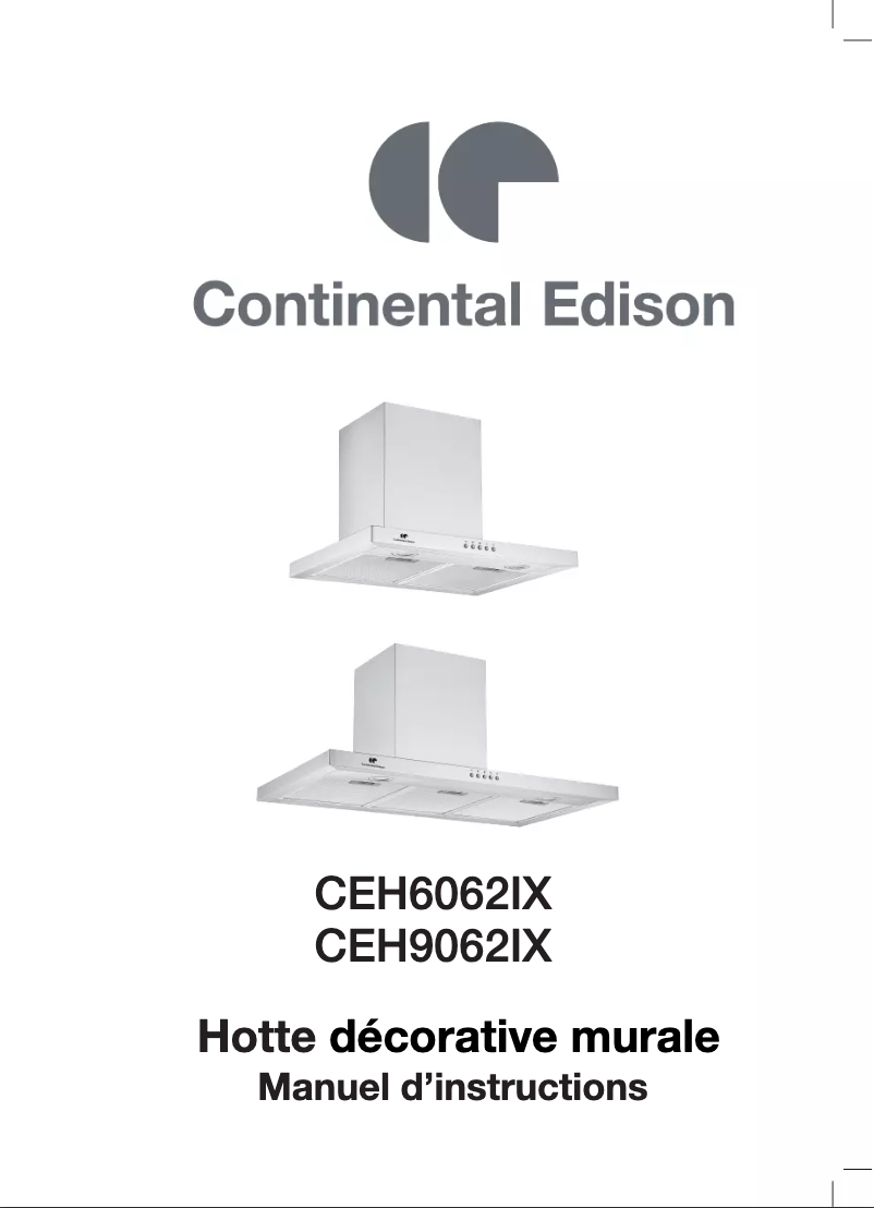 Page 1 de la notice Manuel utilisateur Continental Edison CEH9062IX