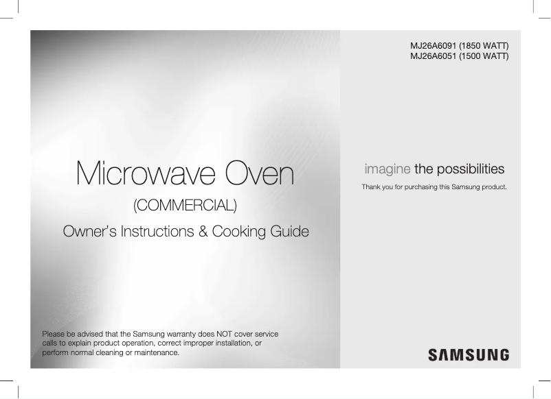 Page n°1 - Manuel utilisateur Samsung MJ26A6091AT