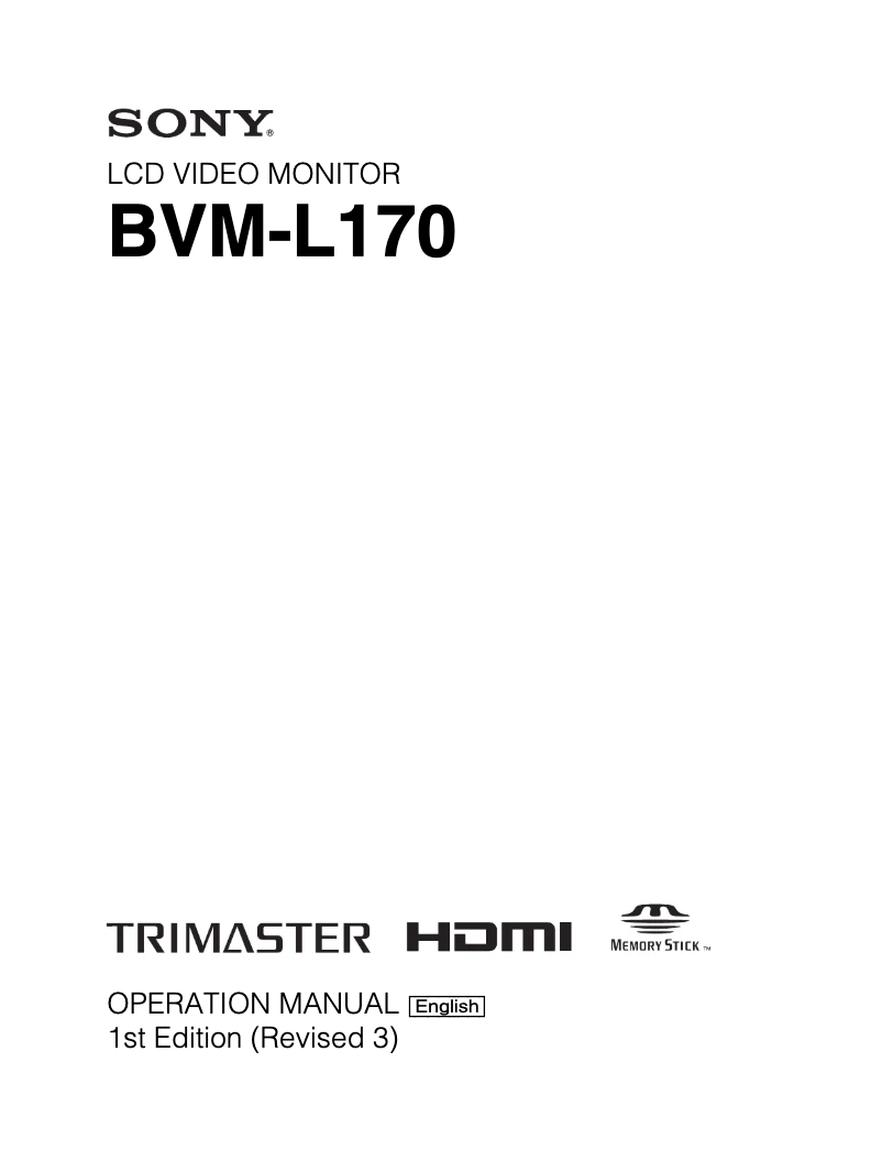 Page n°1 - Manuel utilisateur Sony BVM-L170