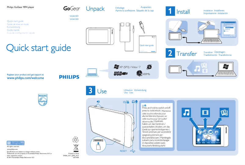 Page n°1 - Manuel utilisateur Philips GoGear SA060308