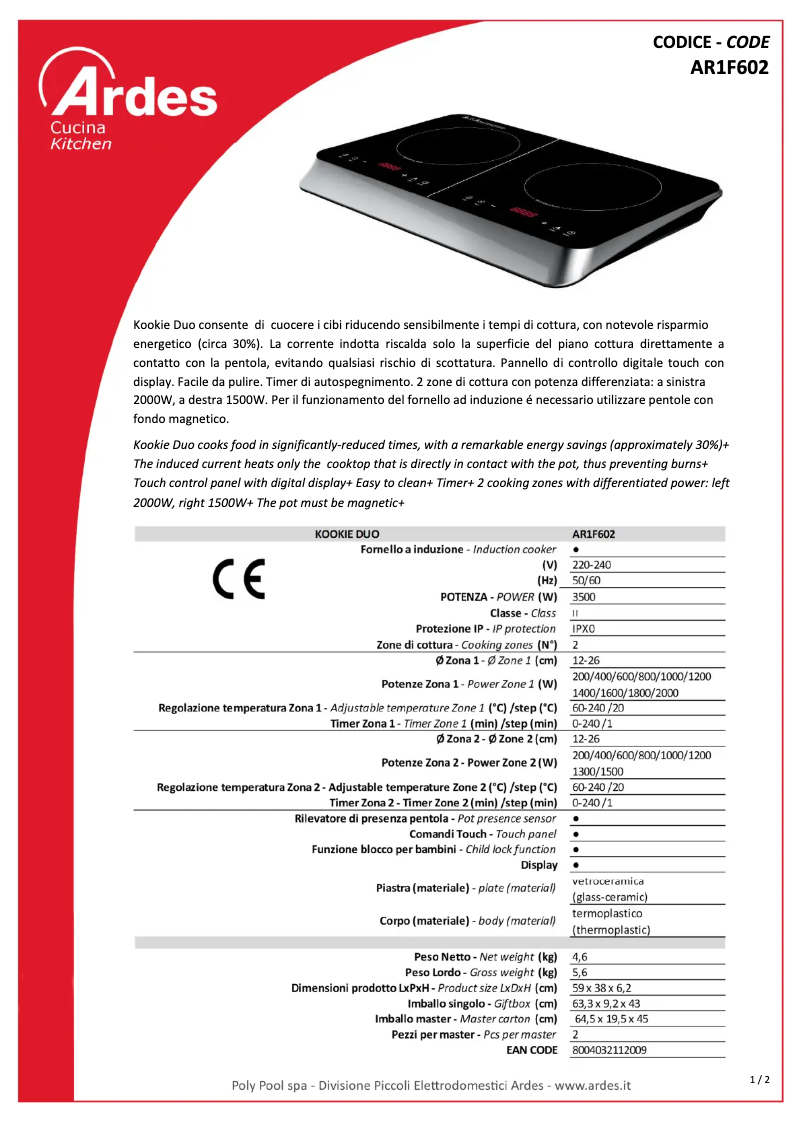 Image de la première page du manuel de l'appareil AR1F602