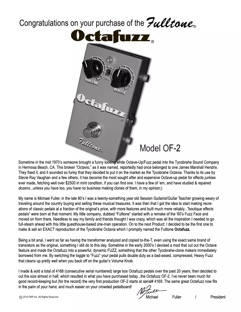 Image de la première page du manuel de l'appareil Octafuzz OF-2