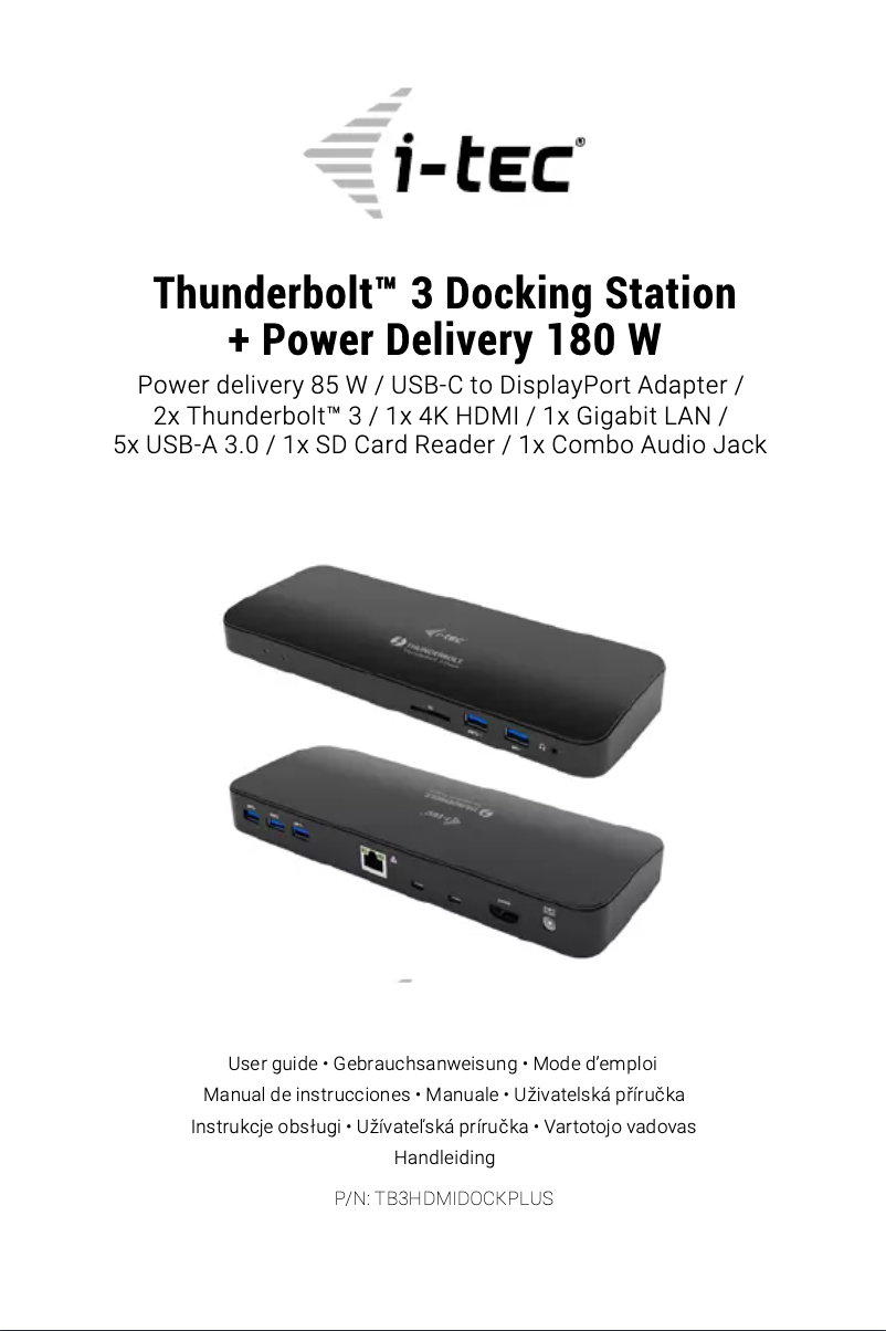 Page 1 de la notice Manuel utilisateur i-TEC Thunderbolt 3