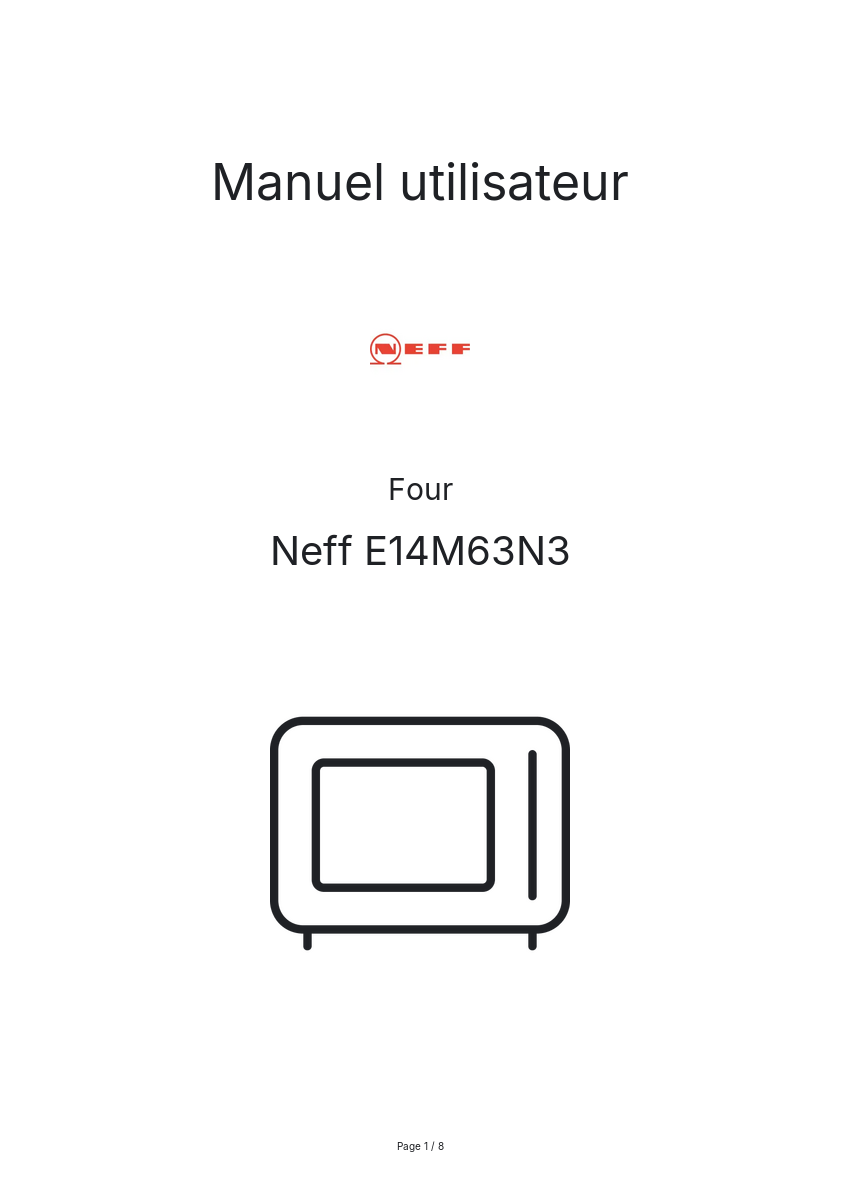 Page n°1 - Manuel utilisateur Neff E14M63N3
