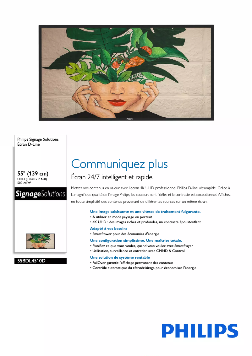 Página 1 del manual Ficha técnica Philips 55BDL4510D