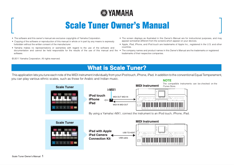 Page n°1 - Manuel utilisateur Yamaha Scale Tuner