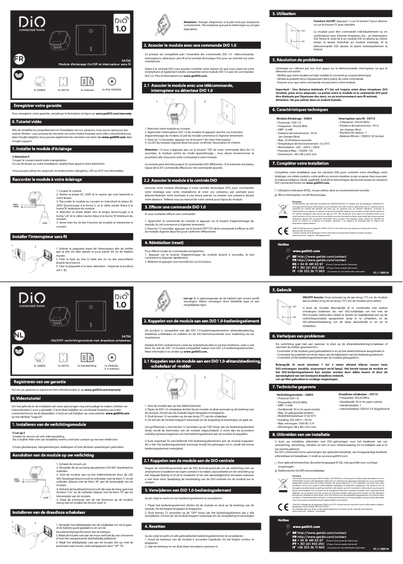 Page n°1 - Manuel utilisateur DiO 54736