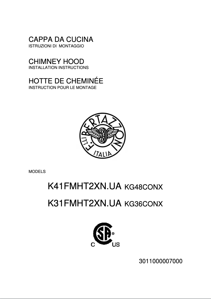 Page 1 de la notice Manuel utilisateur Bertazzoni KG122 CON X