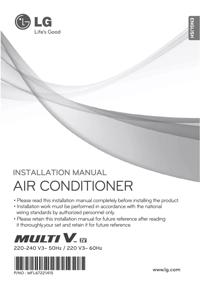 Page 1 de la notice Manuel utilisateur LG ARUV140BTS4