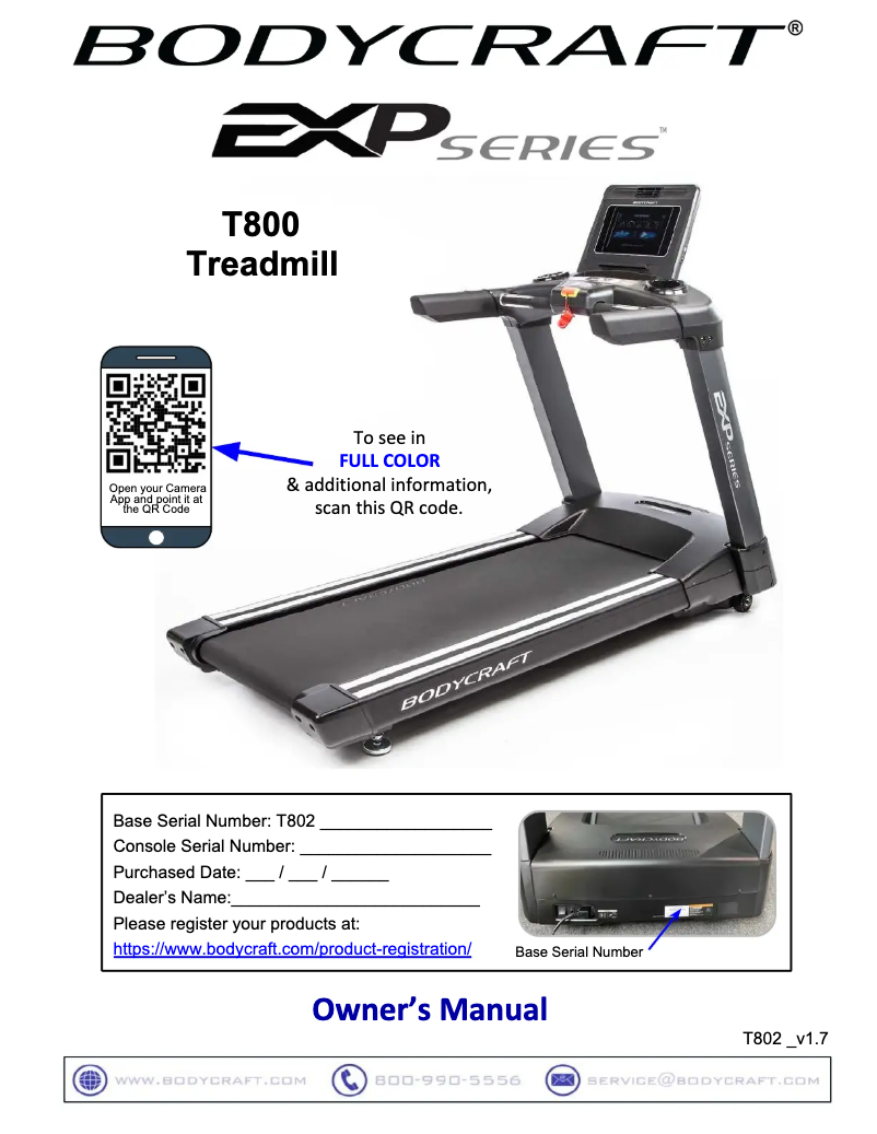 Page n°1 - Manuel utilisateur BodyCraft T800