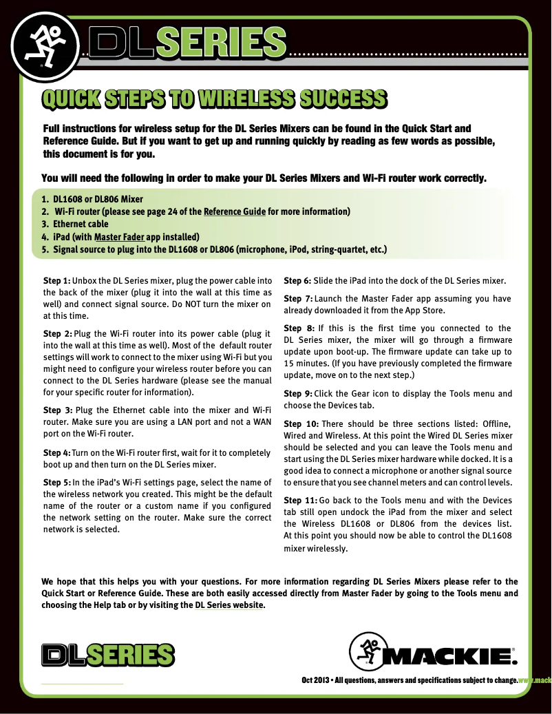 Page 1 de la notice Guide de démarrage rapide Mackie DL Dante Expansion Card