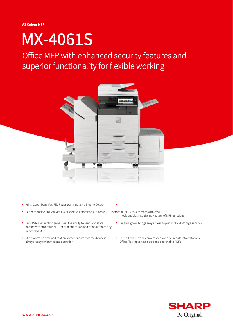 Image de la première page du manuel de l'appareil MX-4061S