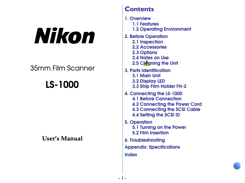 Image de la première page du manuel de l'appareil LS-1000