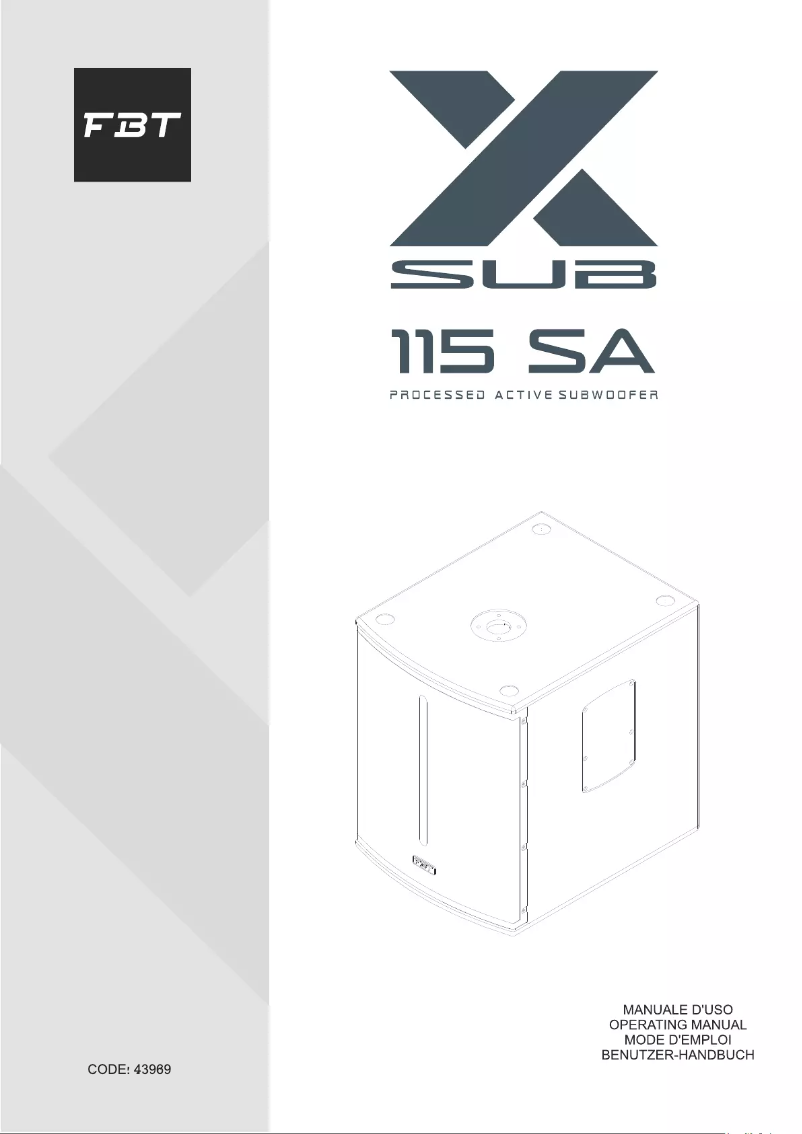 Image de la première page du manuel de l'appareil X-SUB 115SA