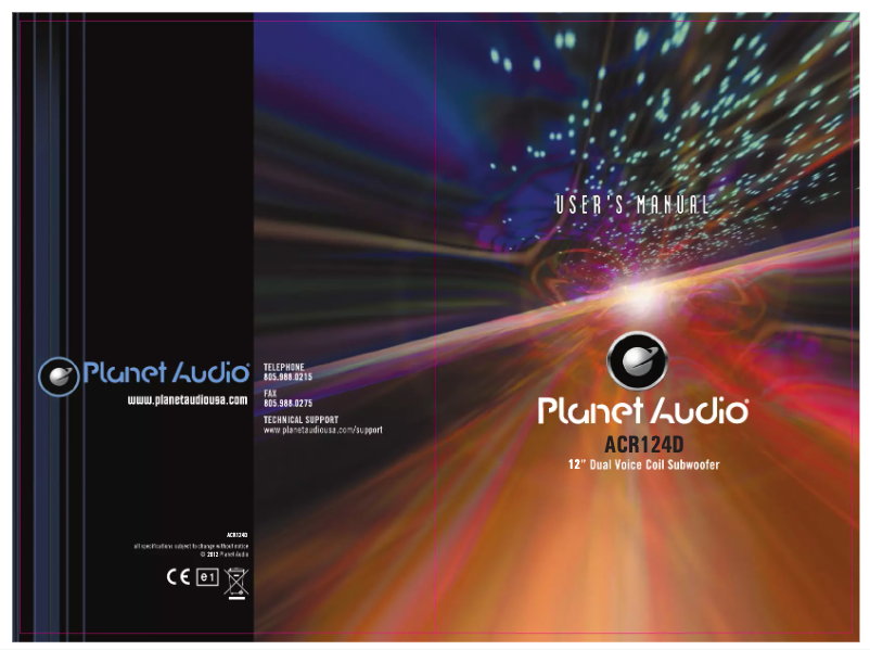 Page 1 de la notice Manuel utilisateur Planet Audio ACR124D