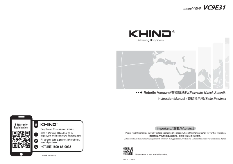 Page 1 de la notice Manuel utilisateur Khind VC9E31