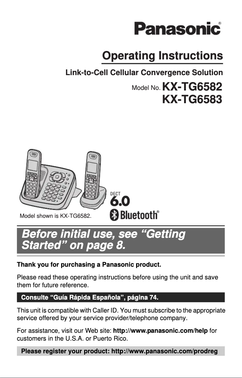 Page n°1 - Manuel utilisateur Panasonic KX-TG6582T