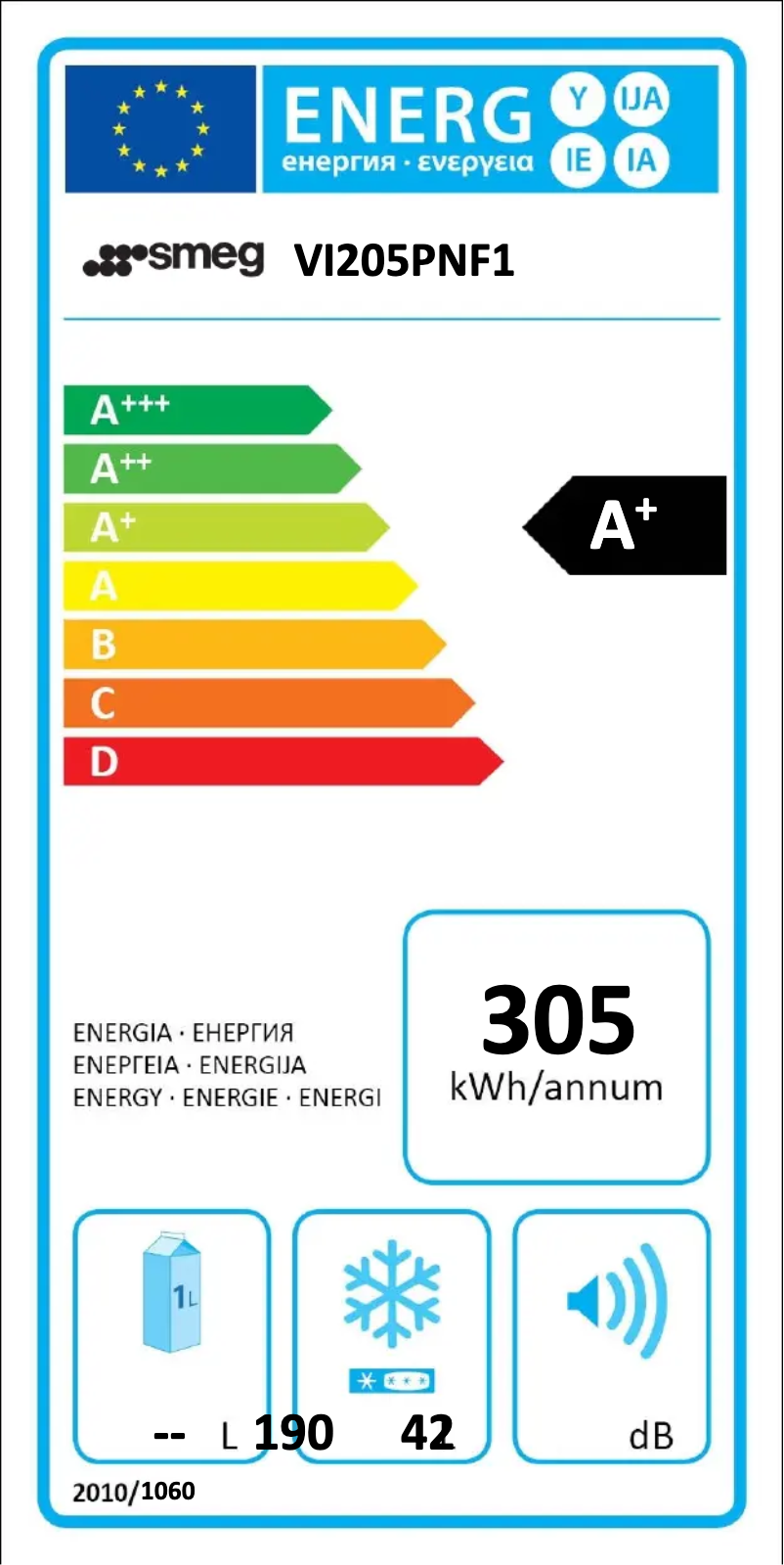 Page n°1 - Label énergétique Smeg VI205PNF1