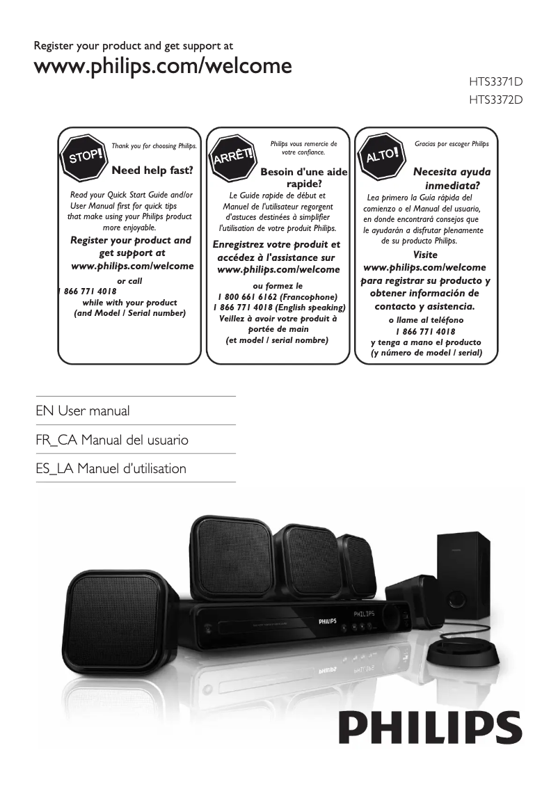 Page 1 de la notice Manuel utilisateur Philips HTS3371D