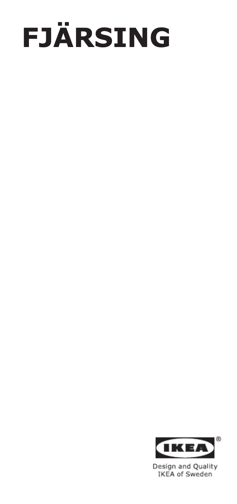 Page 1 de la notice Manuel utilisateur Ikea FJÄRSING 505.648.98