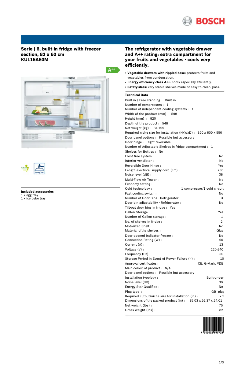 Image de la première page du manuel de l'appareil KUL15A60M