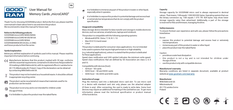 Image de la première page du manuel de l'appareil M1AA-0160R12