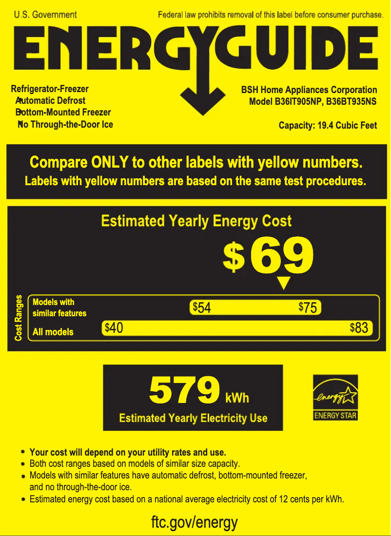 Page n°1 - Label énergétique Bosch B36BT935NS