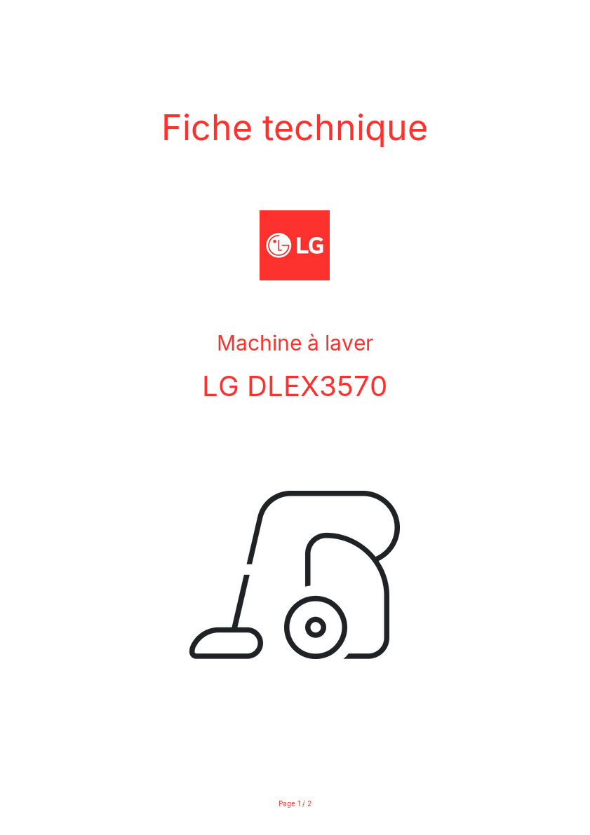 Page n°1 - Fiche technique LG DLEX3570