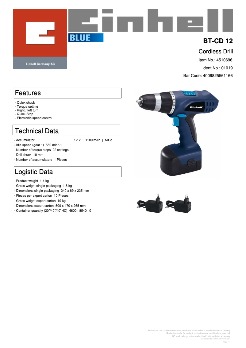 Página 1 del manual Manual de usuario Einhell BT-CD 12