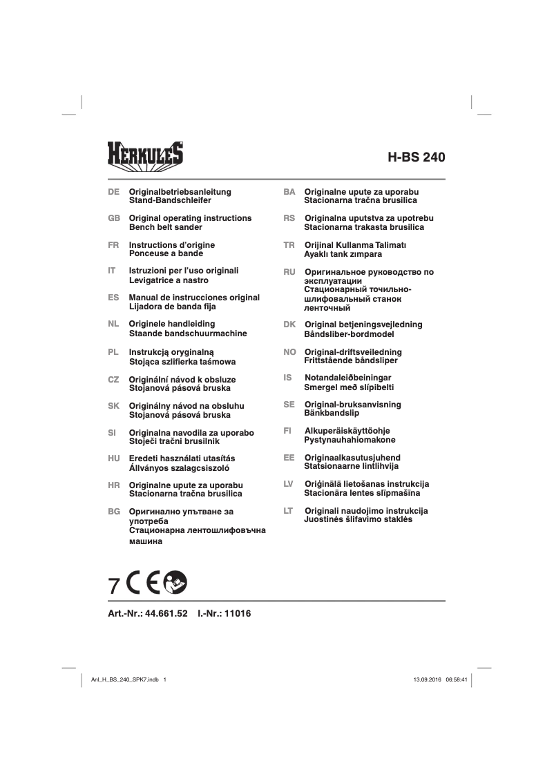 Page n°1 - Manuel utilisateur Herkules H-BS 240