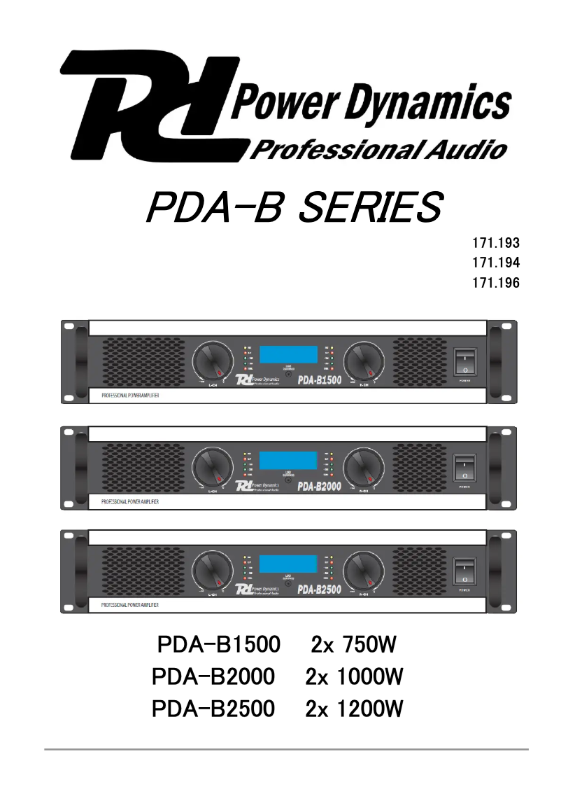 Page 1 de la notice Manuel utilisateur Power Dynamics PDA-B2500