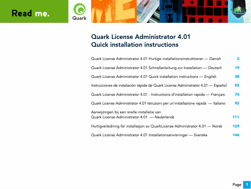 Page n°1 - Manuel utilisateur Quark License Administrator 4.01