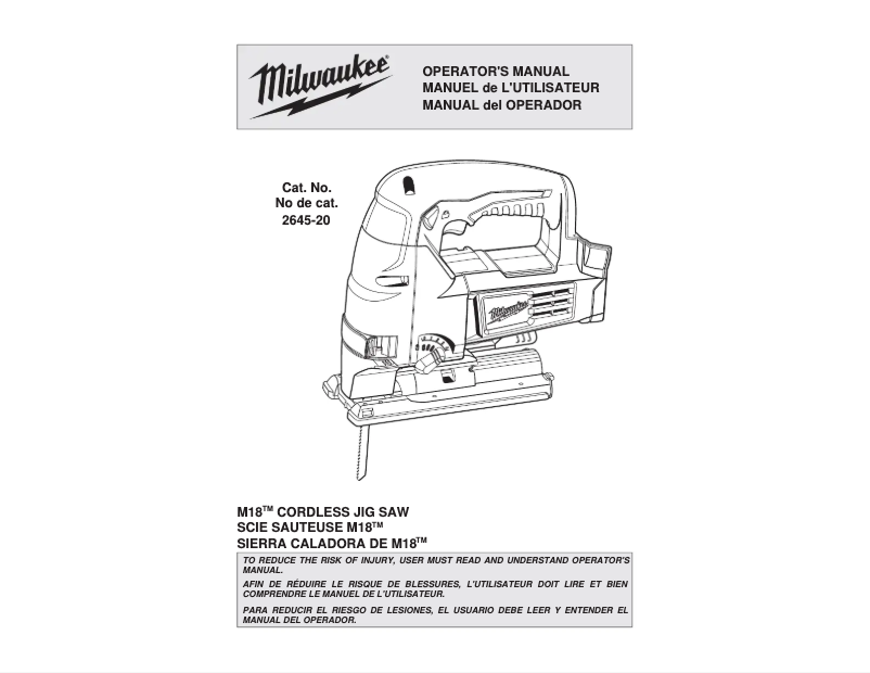 Page n°1 - Manuel d'utilisation et d'entretien Milwaukee 2737-20