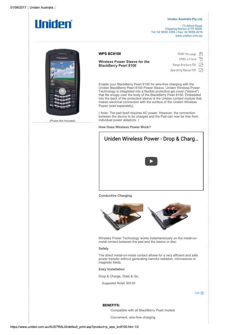 Page 1 of the manual User Manual Uniden WPS BC8100