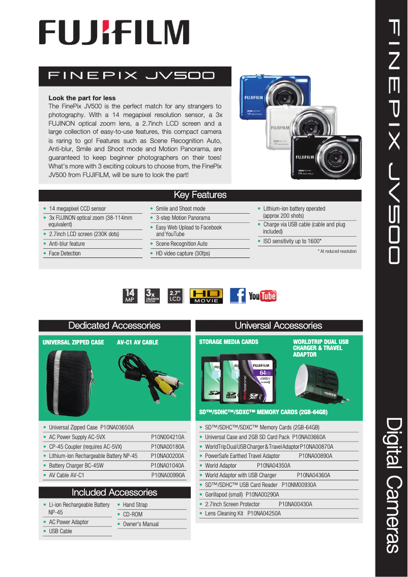 Image de la première page du manuel de l'appareil FinePix JV500